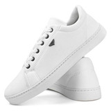 Tênis Masculino Casual Fino Branco Preto Sapatênis Confort