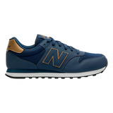 Tênis Masculino New Balance 500 V2 Cor Azul/bege - Adulto 11 Us