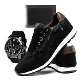 Tênis Masculino Preto Leve Jogging Jogger Original + Brindes