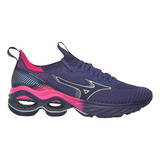 Tênis Mizuno Wave Invictus 3 Feminino Marinho E Pink
