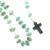Terço Colar Católico P/ Oração Pedra Amazonita C/ 50 Cm 
