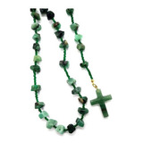 Terço Colar Católico P/ Oração Reza Pedra Esmeralda Natural 