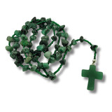 Terço Colar Católico P/ Oração Reza Pedra Esmeralda Natural 