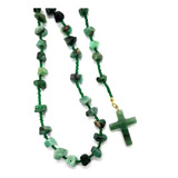 Terço Colar Católico P/ Oração Reza Pedra Esmeralda Natural 