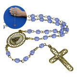 Terço Cristal Tcheco Azul Claro - Folheado À Ouro 18k