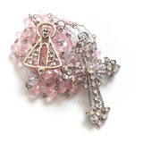 Terço Nossa Senhora Aparecida Cristal Rosa