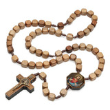 Terço Sagrado Coração De Jesus E Maria Madeira Imbuia 10 Mm