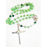 Terço São Sebastião - Cristal 8mm Boreal Verde - Colar