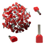 Terminal 1mm Duplo Tubular Vermelho Ilhos