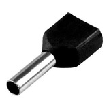 Terminal Ilhos Tubular Duplo 2x1,5mm Preto 15a - 100 Peças