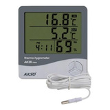 Termo Higrômetro Digital C/sensor Ext Relógio Ak28 New Akso