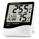 Termo Higrômetro Medidor Umidade Temperatura Relógio Digital