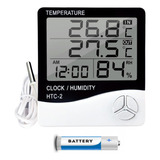 Termo-higrômetro Digital Temperatura Umidade Relógio Sensor