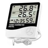 Termometro Com Higrometro Umidade Relógio Digital