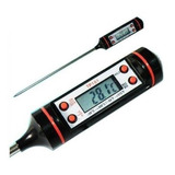 Termômetro Digital Tipo Espeto Medir Temperatura De Cozinha Cor Preto E Vermelho