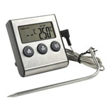 Termômetro Timer Digital P/forno Defumador Sonda