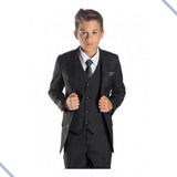 Terno Infantil Preto Completo Blazer+ Calça+ Colete+ Frete