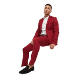Terno Masculino Slim Oxford Vermelho Cereja Impecável