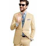 Terno Slim Fit Masculino Bege - Promoção (palitó + Calça)