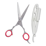 Tesoura Red Circle Laser 6'' + Navalhete Premium Vertix