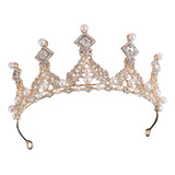 Tiara Coroa Strass Perolas Noiva Debutante Miss Princesa