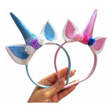 Tiara Infantil Unicornio Menina Rosa Azul Festa Kit Com 2