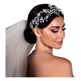 Tiara Luxo Arranjo Noiva Pérola Strass De Cristal Prateada Cor Prateado