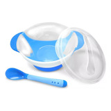 Tigela Bowl Tampa Ventosa E Colher Sensor Temperatura Bebê