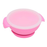 Tigela De Silicone Com Base De Sucção E Tampa Pink