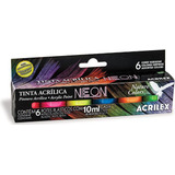 Tinta Acrílica Neon Nature Colors Acrilex - Kit 6 Cores