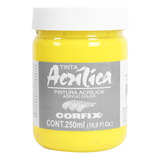 Tinta Acrílica Pintura Tela Amarelo Claro 250ml Corfix Pote