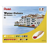 Tinta Aquarela Pentel Em Tubo Estojo Com 24 Cores