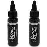 Tinta De Tattoo Kit Preto Linha 30ml + Tribal 30 Ml Tatuagem