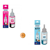 Tinta Epson Original L1800 T673 L1300 Magenta E Ciano Claro