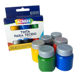 Tinta Para Tecido Acrilex Colors 6 Cores 15ml Pintura Textil