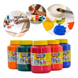 Tinta Tempera Guache Escolar Pote 500ml Kit 6 Cores Sortidas
