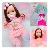 Tipo Boneca Bebê Baby Real Reborn Realista + Chupeta Imã
