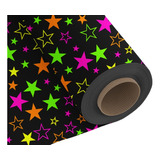 Tnt Estampado Estrela Neon 15 M X 1,40m Brilha Na Luz Negra