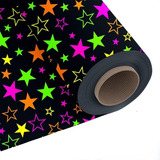 Tnt Estampado Estrela Neon 2,00m X 1,40m Brilha Na Luz Negra
