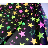 Tnt Estampado Estrela Neon 200m X 1,40m Brilha Na Luz Negra