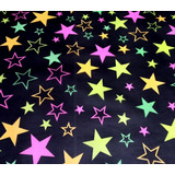 Tnt Estampado Estrela Neon 4,00m X 1,40m Brilha Na Luz Negra