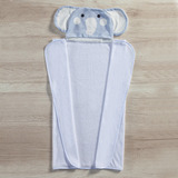 Toalha Com Capuz De Banho 3d Bichinhos Para Bebe Cor Elefante Cinza