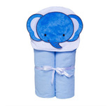 Toalha De Banho Bebê Forrada Capuz Bordado 90x70 Azul Rosa