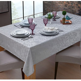 Toalha De Mesa 8 Lugares Jacquard Sempre Limpa Floral