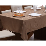 Toalha De Mesa Jacquard Luxo Retangular 8 Cadeiras - Avelã
