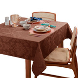 Toalha De Mesa Jacquard Retangular Casa Laura Enxovais Glamour Premium 8 Lugares Tabaco