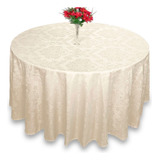 Toalha De Mesa Redonda Jacquard 4 Lugares Buffet Festa Cor Pérola