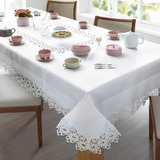 Toalha De Mesa Rendada Veneza 6 Lugares 2,20x1,50m Jolitex Cor Branco
