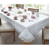 Toalha De Mesa Rendada Veneza Branco 10 Lugares Jolitex