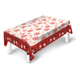 Toalha De Mesa Retangular Decorativa Natal Flocos De Neve Cor Branco